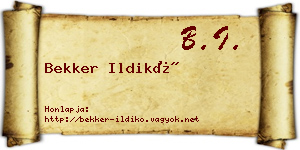 Bekker Ildikó névjegykártya